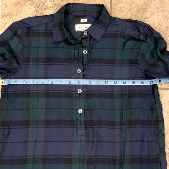 Loft Softened Bl/Gn Plaid Half Button Up Top XS - Picture 7 of 7